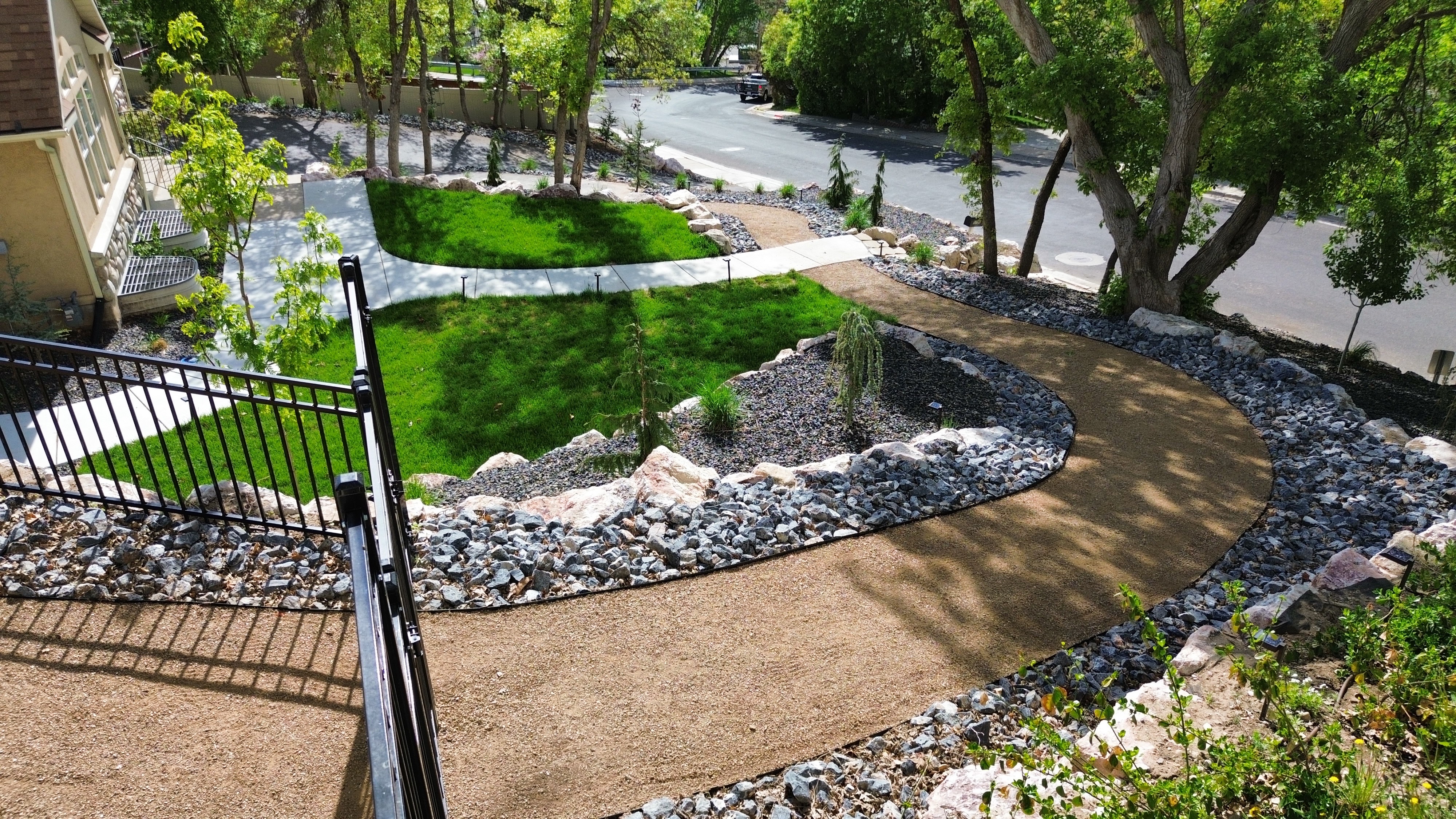 Aerial landscape project view in Northern Utah by EC Landscaping in Layton Utah