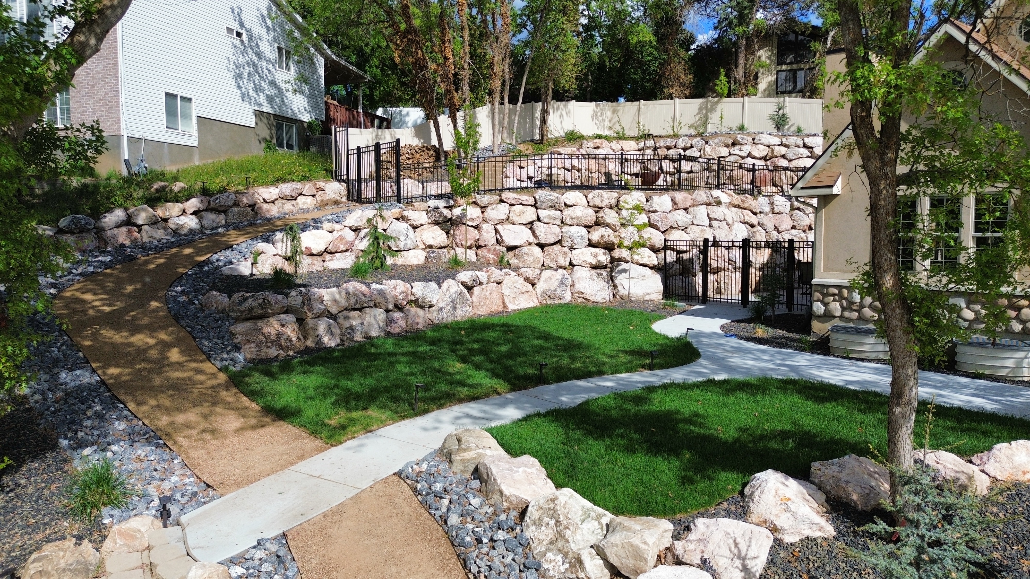 Aerial landscape project view by EC Landscaping in North Salt Lake Utah