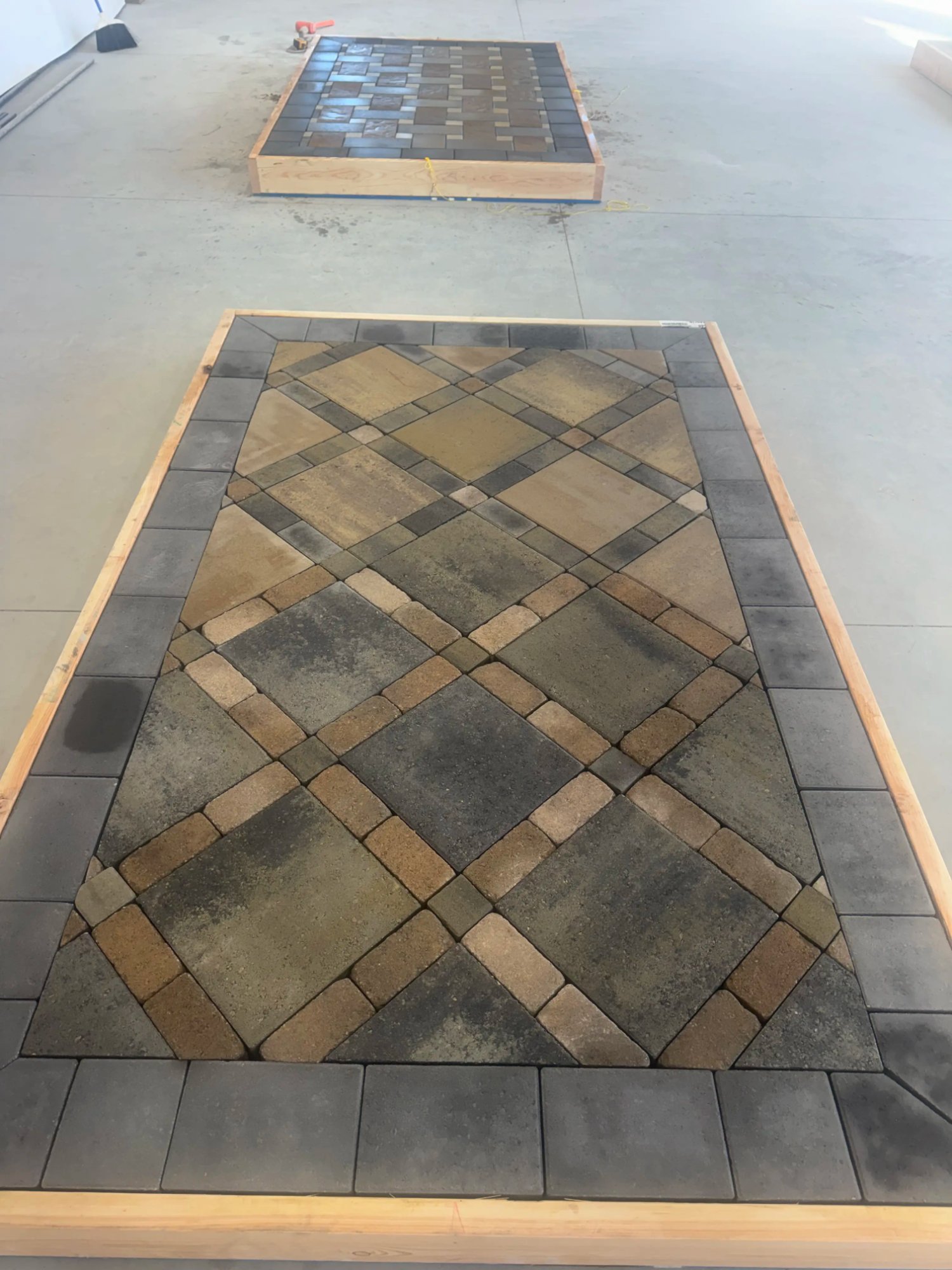 Paver layout with diagonal pattern design mockup by EC Landscaping in North Salt Lake Utah