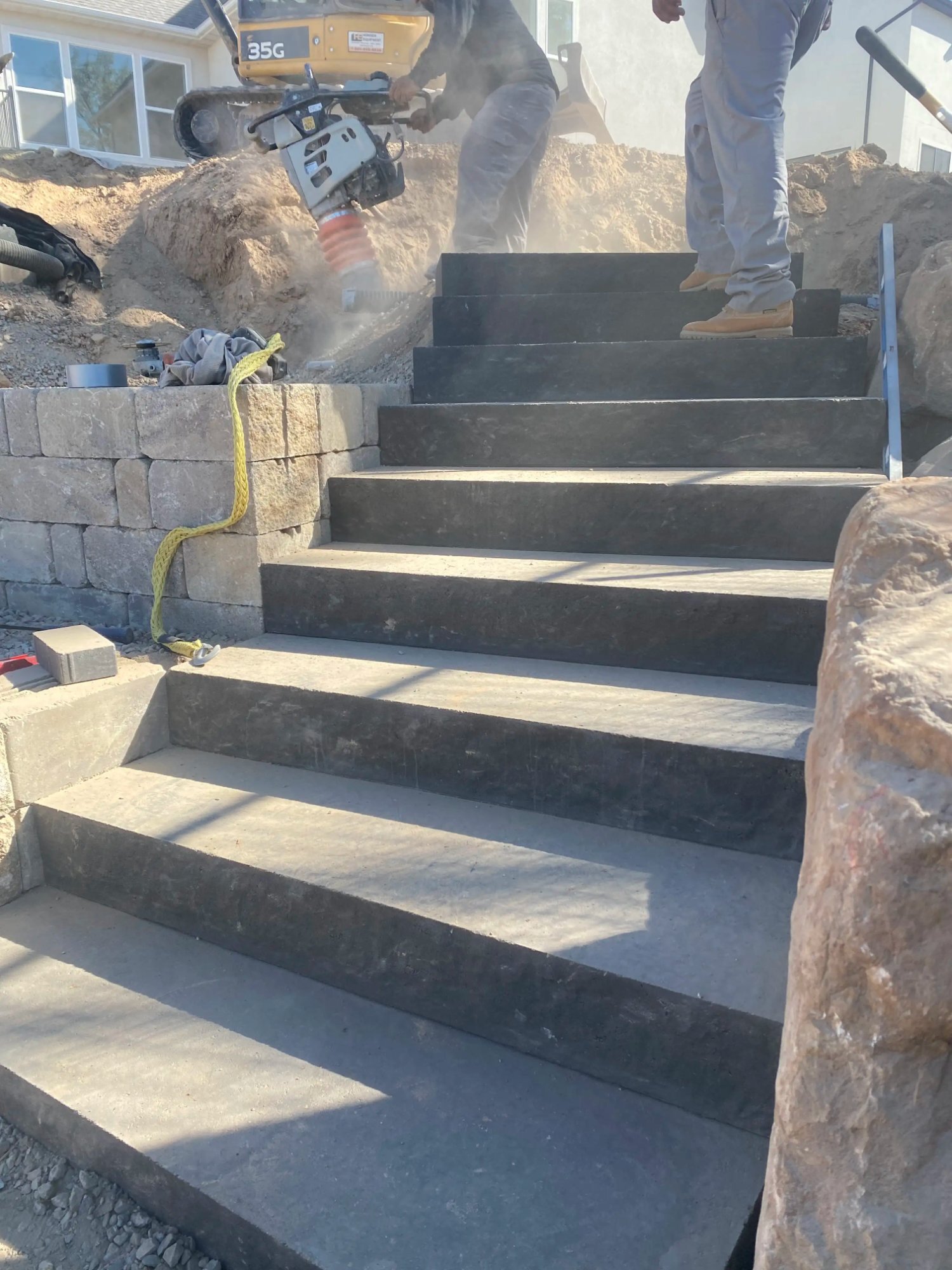 Finished double garage concrete driveway Utah