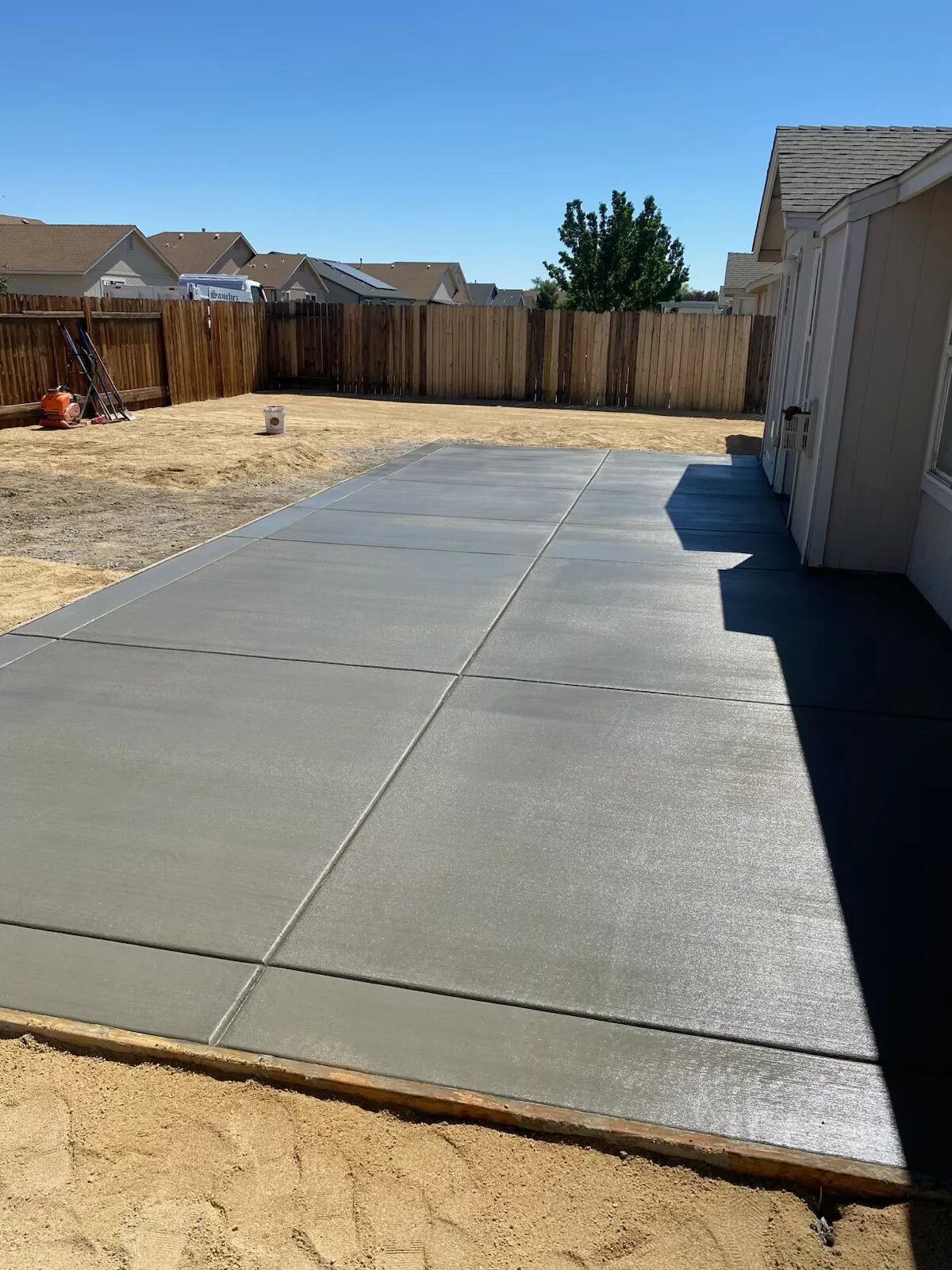 Finished backyard concrete patio Utah