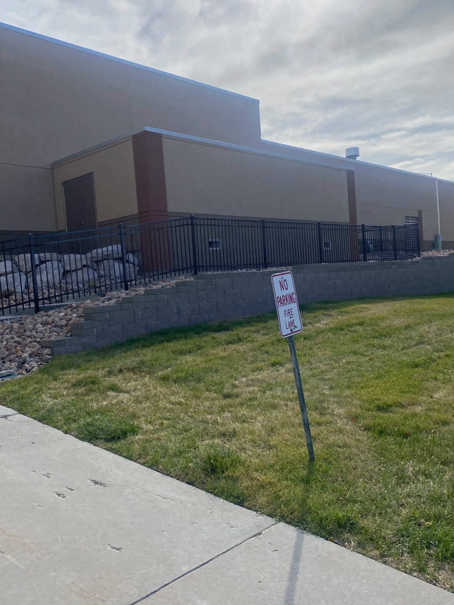 Commercial CMU retaining wall school Northern Utah