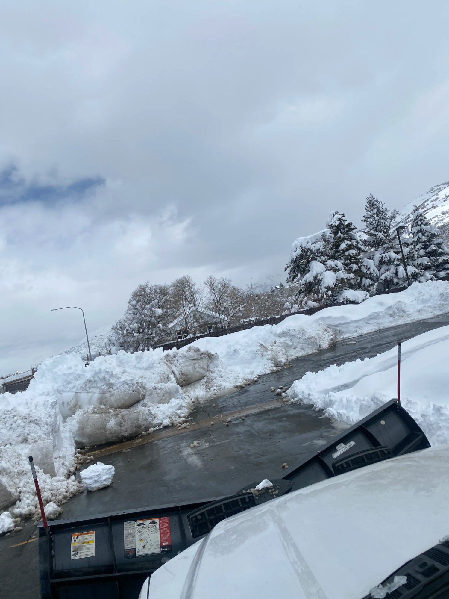 Snow removal plow cab view Utah